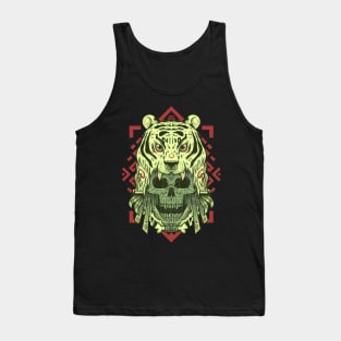 Tiger Head Skull Tribal Illustration Tank Top